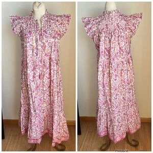 Clara The Label Pink Floral Peasant Midi Dress Boho SIZE XS New With Tags